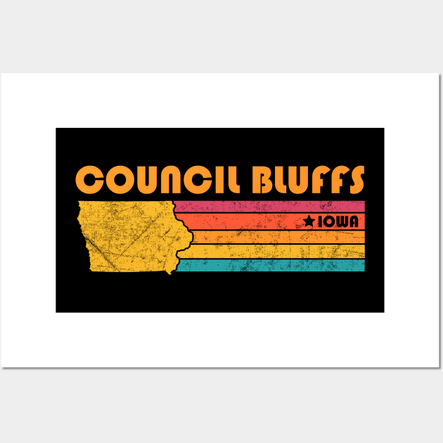 Council Bluffs Iowa Vintage Distressed Souvenir Wall Art by NickDezArts